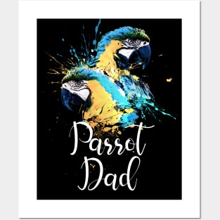 Parrot Dad Color Splatter Macaw Black Posters and Art